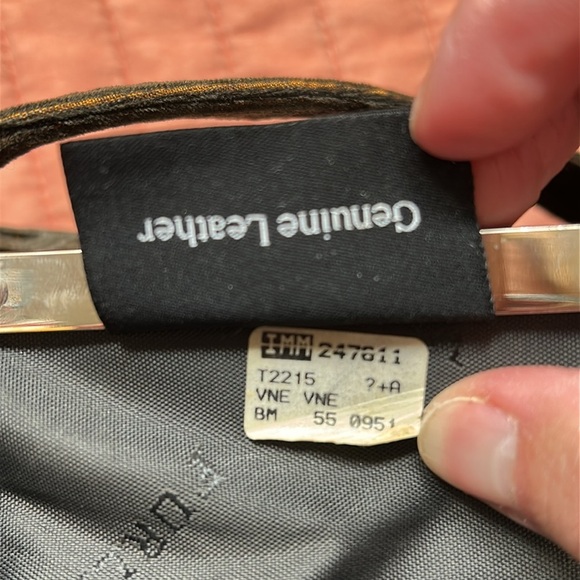 Vintage Furla Black/Dark Green Velvet w/Orange undertone made in Italy Hand Bag. - Picture 7 of 16